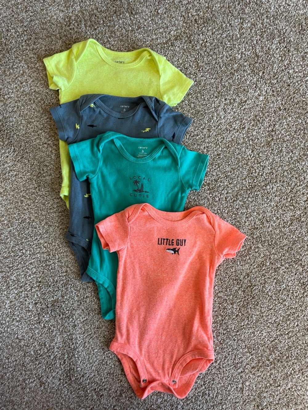 Carter's Little Guy Coral One-Piece Bodysuit - Short Sleeve